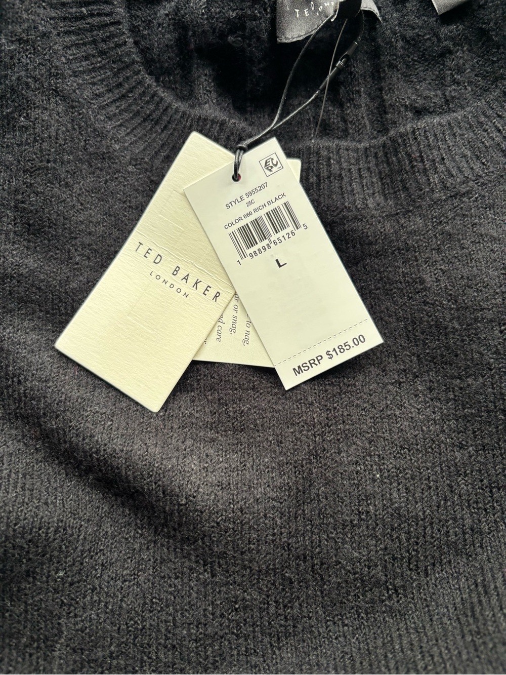 Ted Baker Black Floral Embroidered Crewneck Sweater - Picture 7 of 9
